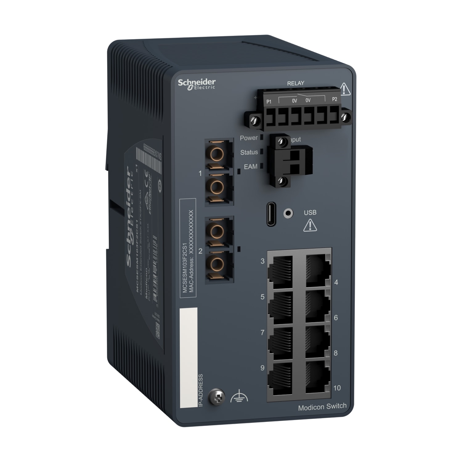SCHNEIDER ELECTRIC - SNRMCSESM103F2CS1 MODICON EXT MANAGED SWITCH-8TX/2FX-SM