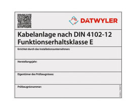 DATWAYLER DAT1300479 Kennzeichnungsschild fA1/4r Kabelanlage