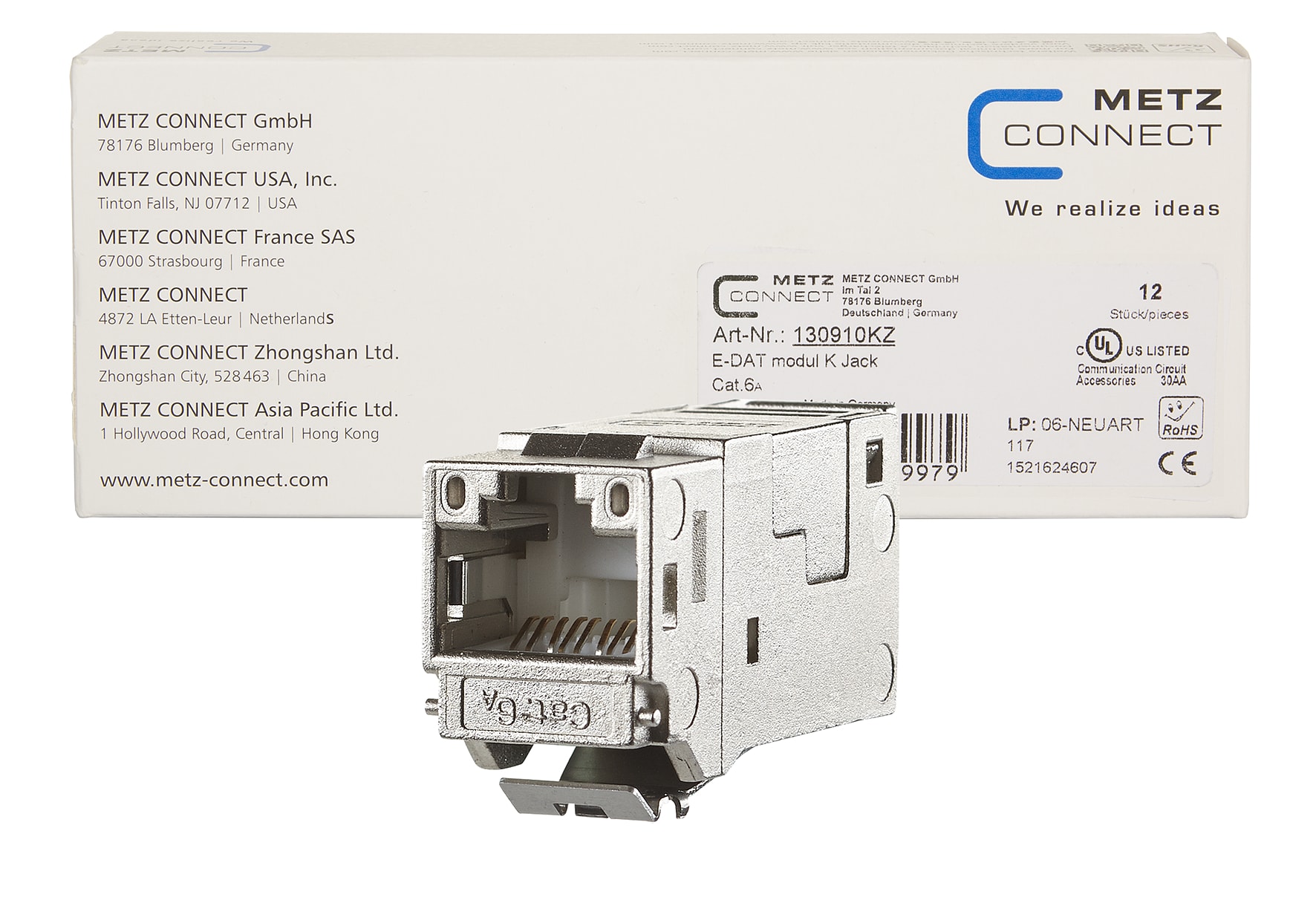 Metz MEZ130910KZ E-DATmodul Kat.6A 1xRJ45 Modul Bauform K