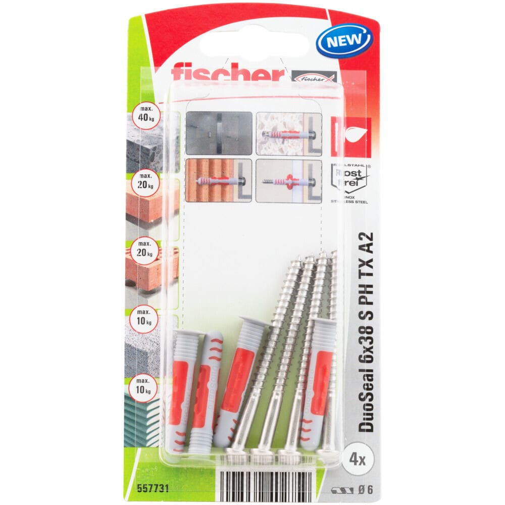 FISCHER ITALIA FIS00557731 DUOSEAL 6X38 S PLUG/SCREW A2 K
