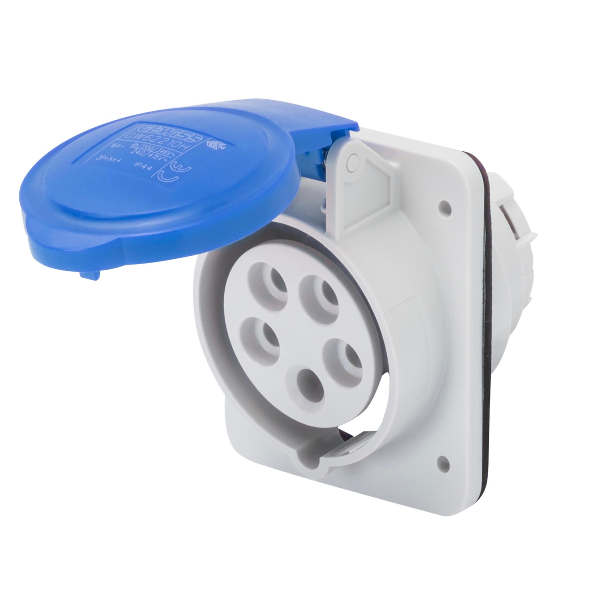 GEWISS - GEWGW62218H PRESA FISSA DA INCASSO A 10° HP - IP44/IP54 - 3P+N+T 32A 200-250V 50/60HZ - BLU - 9H - CABLAGGIO A VITE