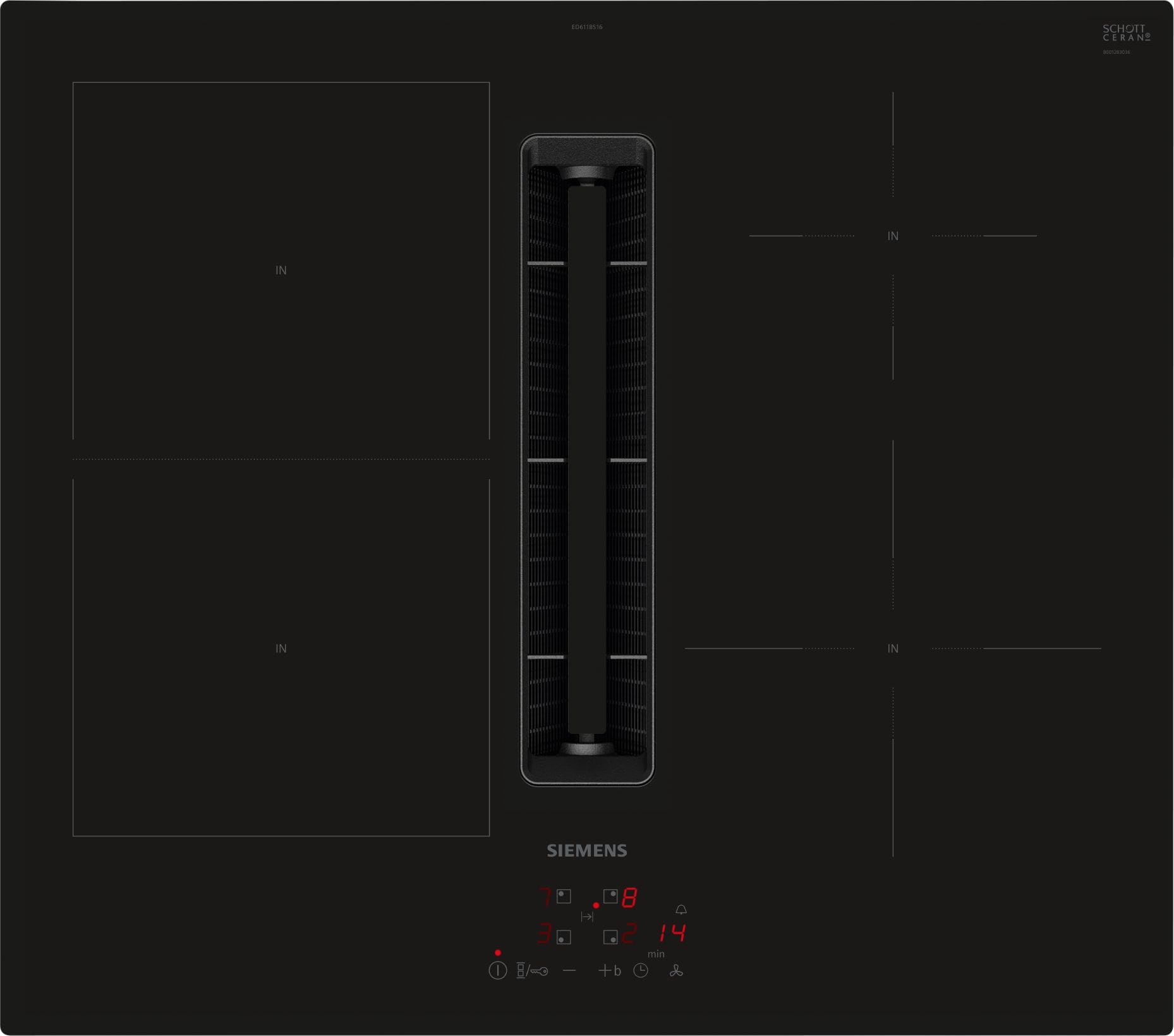 Siemens Hausgerate - SIZED611BS16E Glaskeramik Kochstelle 60cm 4xInduk 1xCo