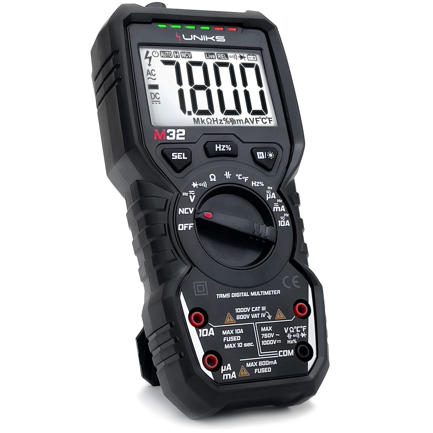 UNIKS SRL - UNKM32 MULTIMETRO AC/DC TRMS CAT IV 600V