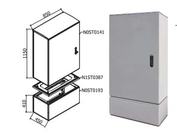 OEC SRL - OECN0ST0185/W ARMADIO 850X1100X450 CON ZOCCOLO NO/SERR