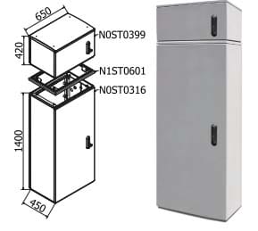 OEC SRL - OECN0ST0317/W ARMADIO 650X1400X450 + SOPRALZO NO/SERRA