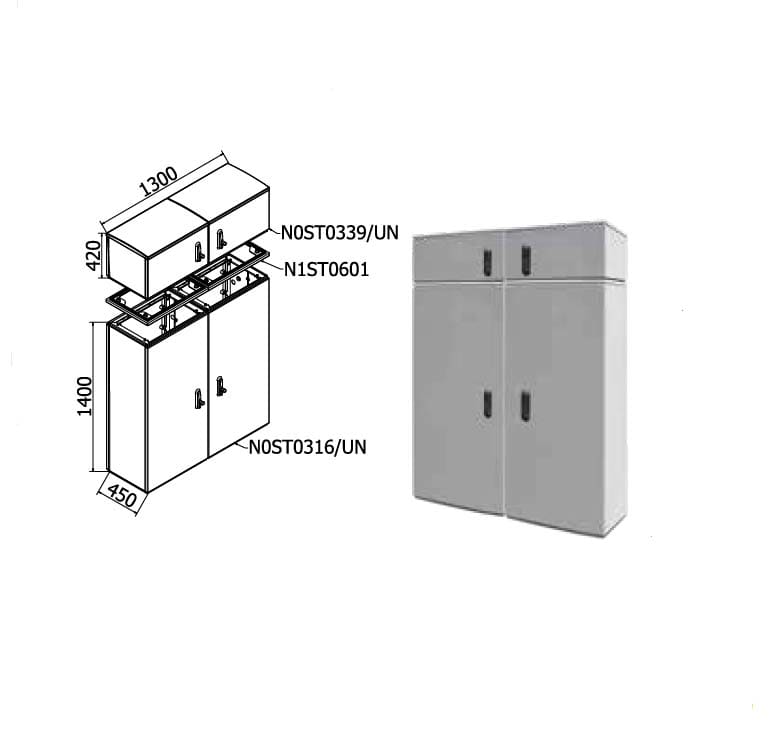 OEC SRL - OECN0ST0317/UN Armadio 1300X1400X450 vano unico+sopralz