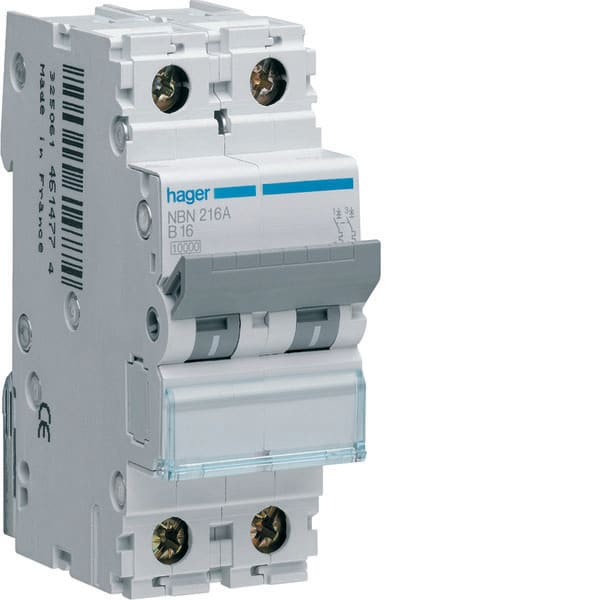 HAGER - HAGNBN216A INTERR. AUTOM. 2P 16A 10KA B 2M