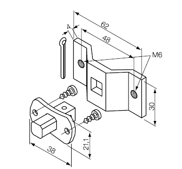 NICE SPA NIC523.10012/M6 PERNO QUADRO 10 MM + STAFFA CON FORI M6