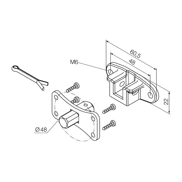 NICE SPA - NIC525.10056 KIT STAFFA ALL. M6 + PERNO Q10 MAX:30NM