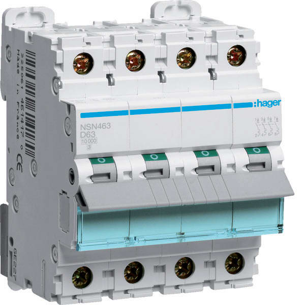 HAGER HAGNSN463 INTERRUTTORE AUTOMATICO 4P 63A 15KA D 4