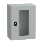 SCHNEIDER ELECTRIC - SNRNSYS3D4320T Cassetta in acciaio montata a parete, PanelSeT S3D, porta trasparente, senza piastra di montaggio, 400x300x200mm, IP66, IK08