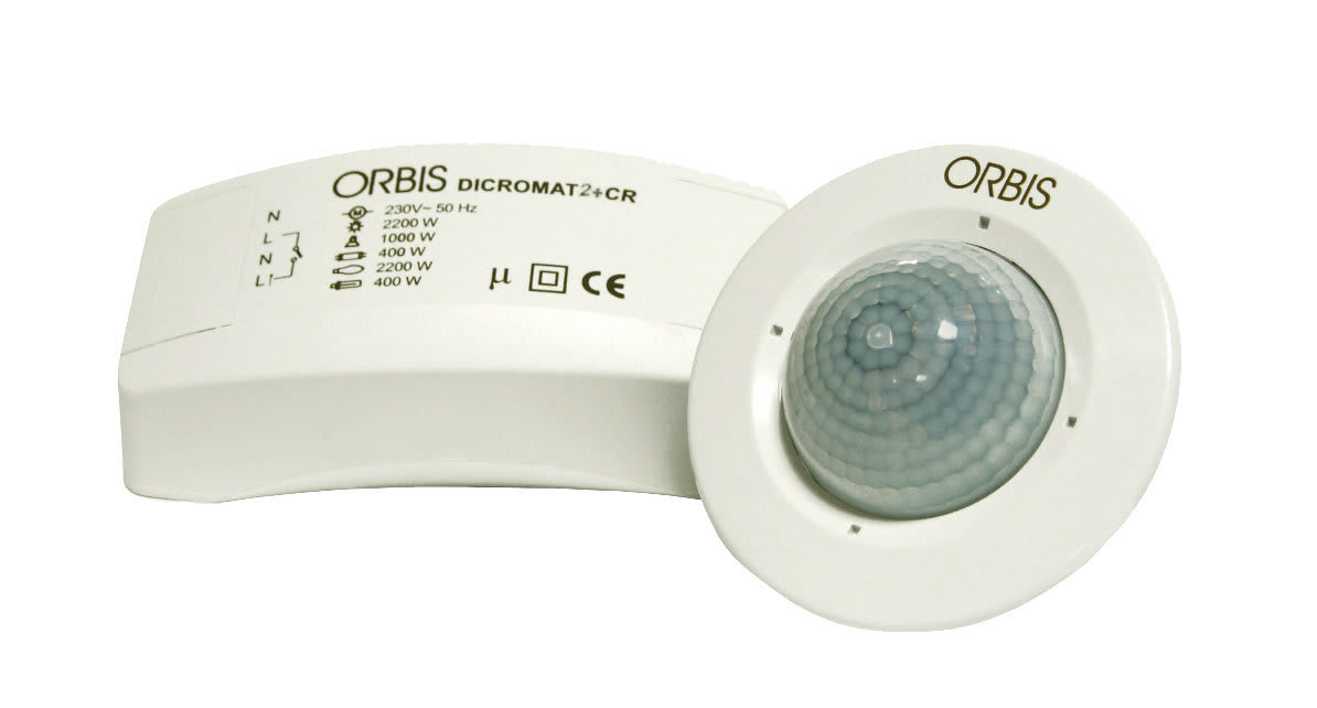 ORBIS - ORBOB134612 DICROMAT 2+ CR Rivelatore di presenza da incasso, rilevamento: angolo 360°, diametro 4m ad altezza 2.5m , 2 relè, 230V
