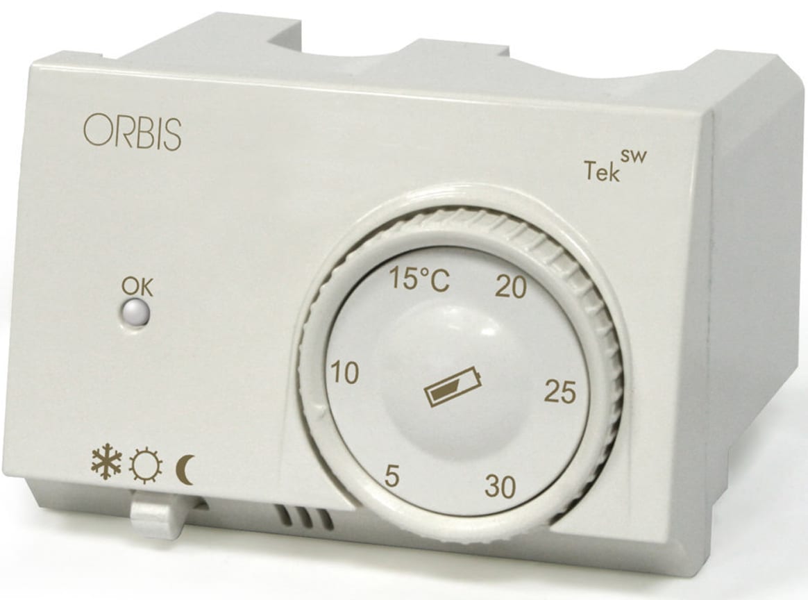 ORBIS - ORBOB322700 TEK SW BIANCO Termostati elettronici da incasso, selettore riscaldamento/condizionamento, modalità notturna, 2 batterie 1.5V