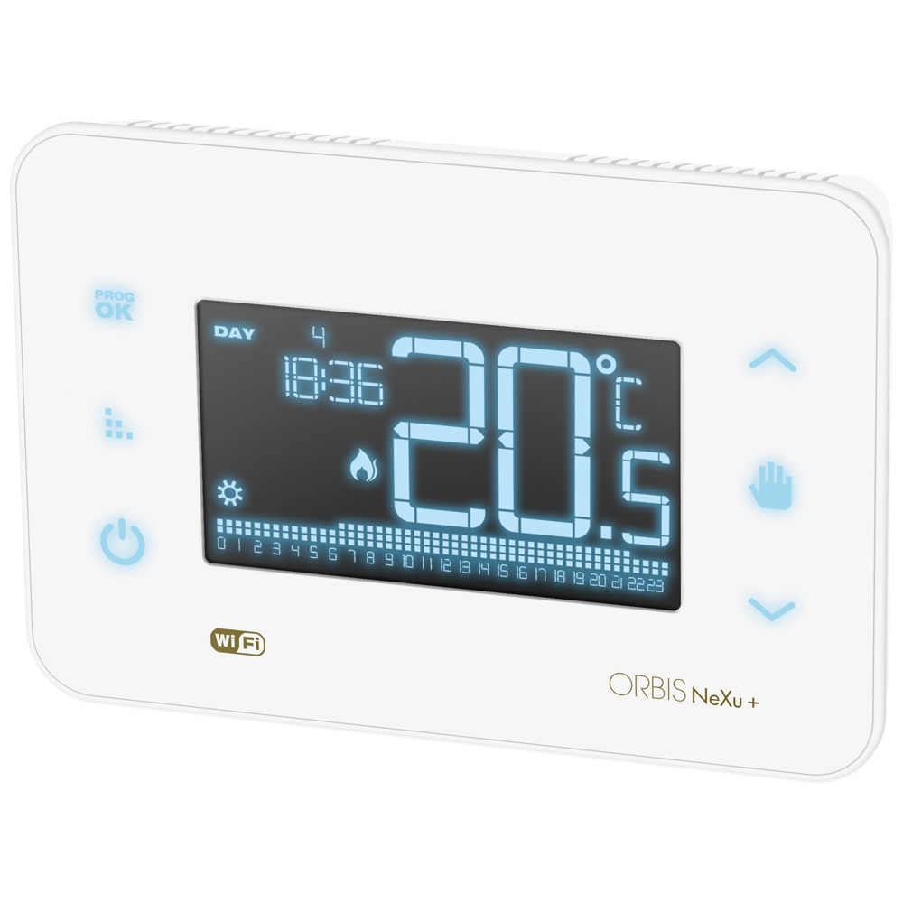 ORBIS - ORBOB327400 NEXU+ WiFi BIANCO Cronotermostato digitale da parete comunicazione WiFi, programmazione settimanale, alim. 230V