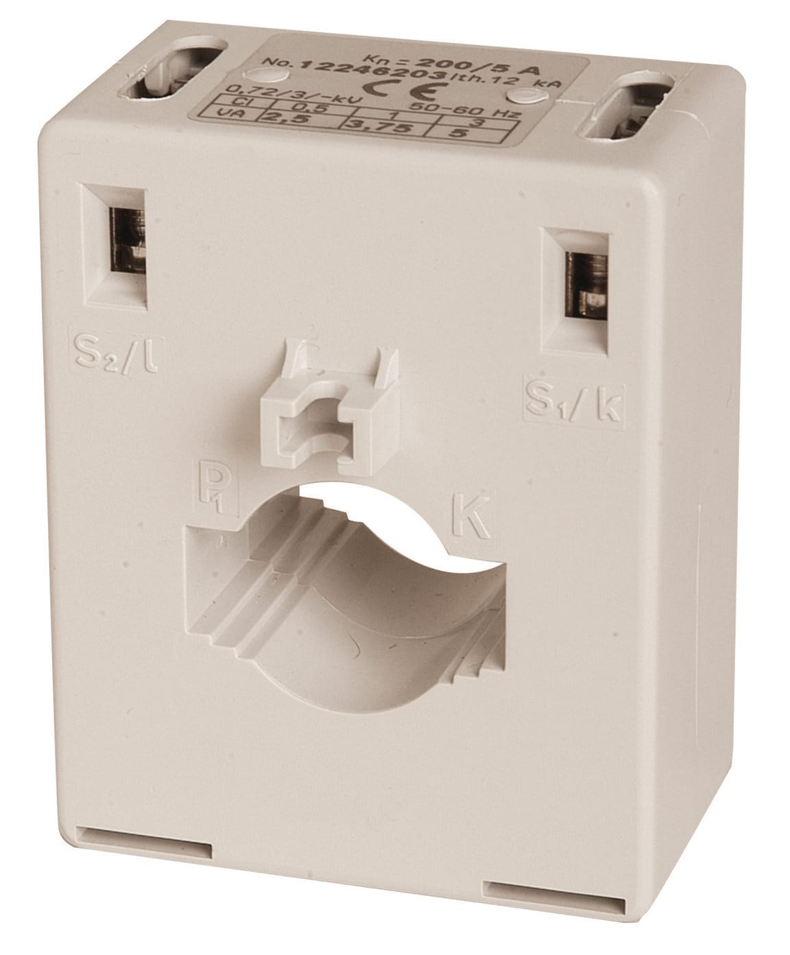 ORBIS - ORBOB526440 AT30 150/5A TRASFORMATORE Amperometrico, dimensioni barra inseribile 30mm x 10mm, diametro cavo inseribile 22mm, fissaggio tramiste staffa/ barra DIN