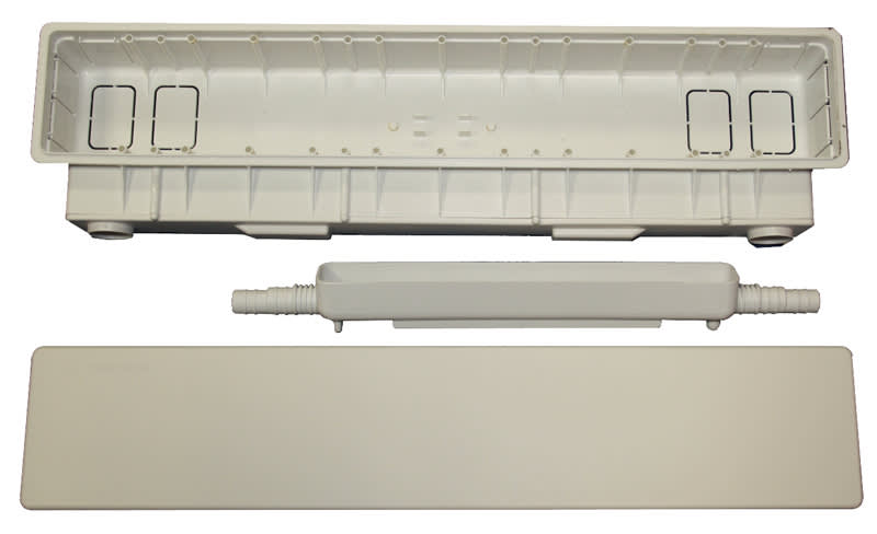 ORBIS - ORBOB581010 BOX PI Scatola di predisposizione per raccolta condensa,innesto tubo scarico orizzontale destro e sinistro,diametro 16/18/20 mm,540x130x65mm