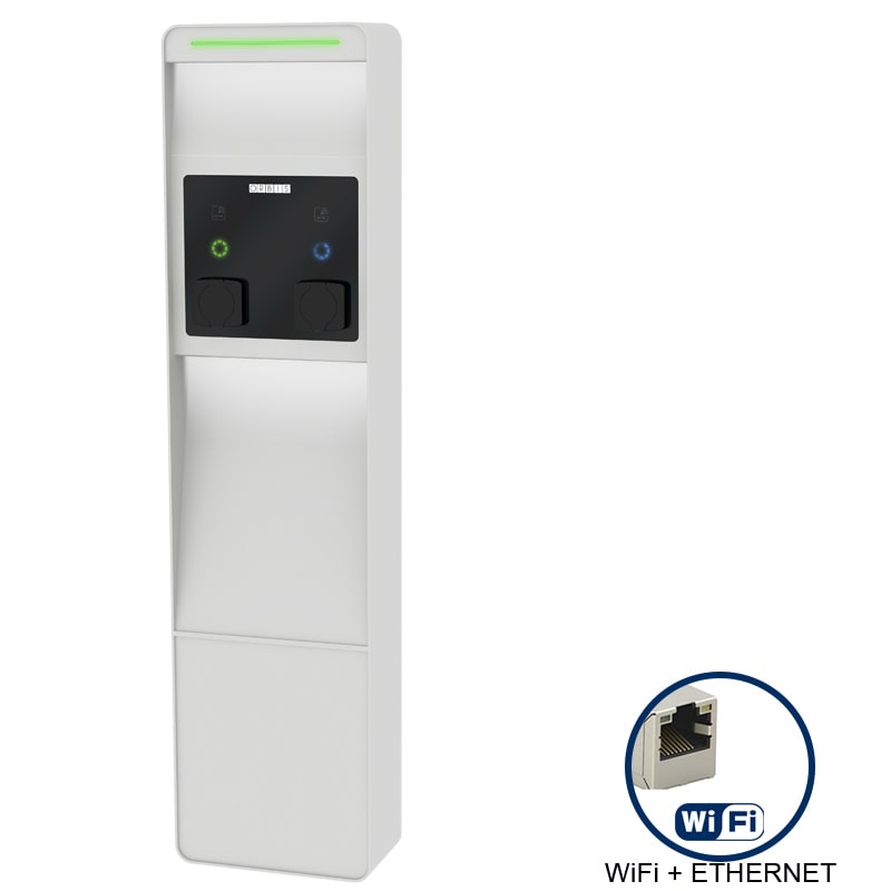 ORBIS - ORBOB94C7CCKA2 VIARIS CITY+ BBT222ETH TRIFASE 22 kW + 22 kW, 2 prese TIPO 2 e SHUTTER,WiFi+Ethernet, lettore carte RFID