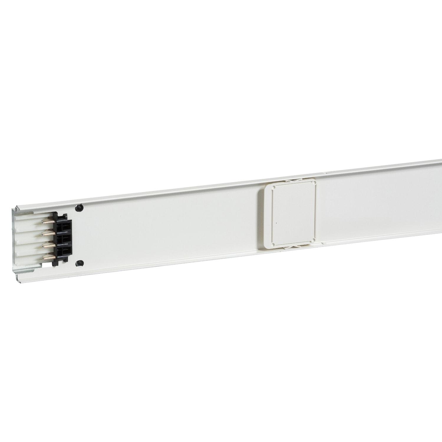 SCHNEIDER ELECTRIC - SNRKNT63ED4204 Straight distribution length, Canalis KN, transmission bus, aluminium, 40/63A, 3L+N+PE, length 2m, 4 outlets, RAL9001