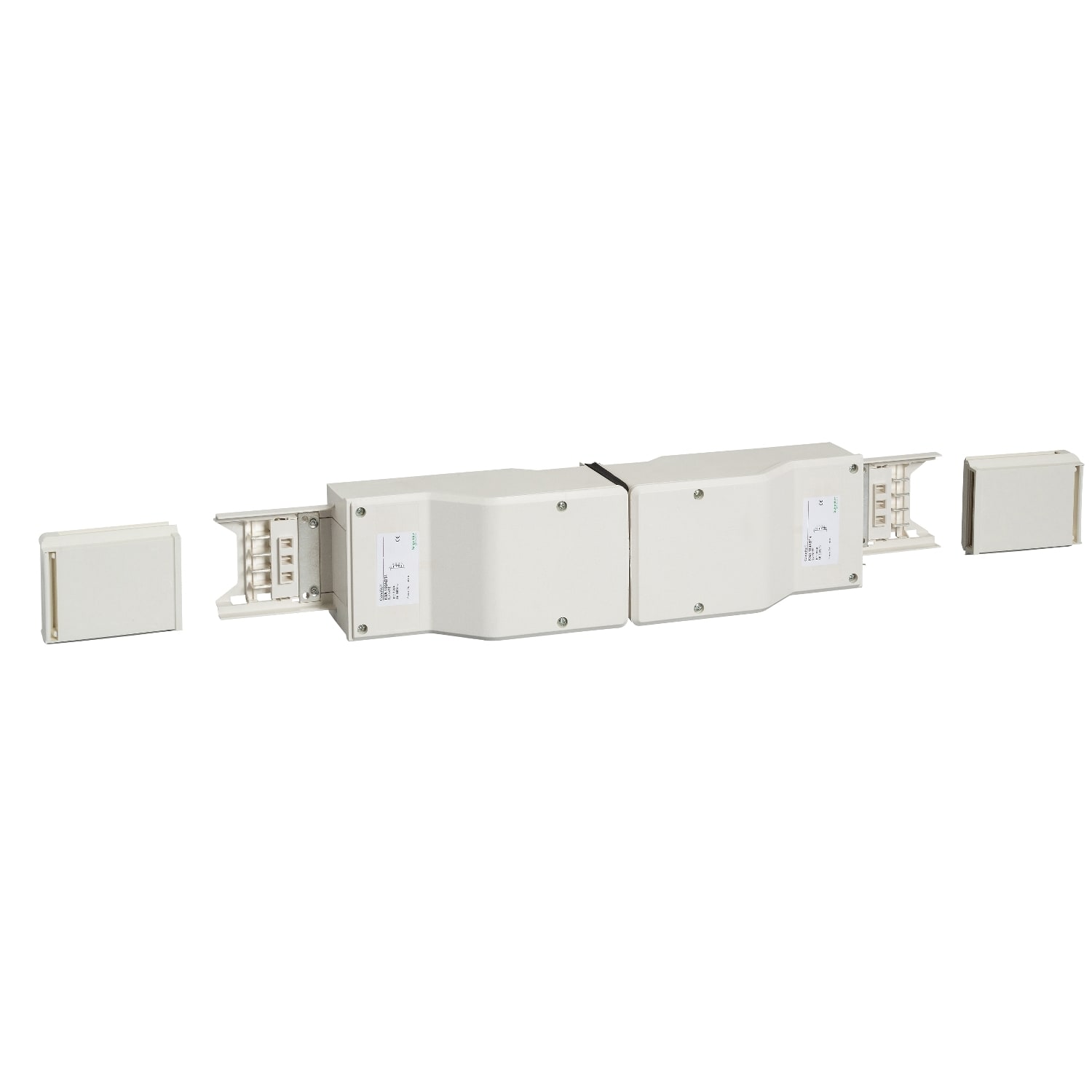 SCHNEIDER ELECTRIC - SNRKNA100ABT4 End feed unit, Canalis KNA, 100A, central mounting, polarity 3L+N+PE/3L+PEN, white RAL9001