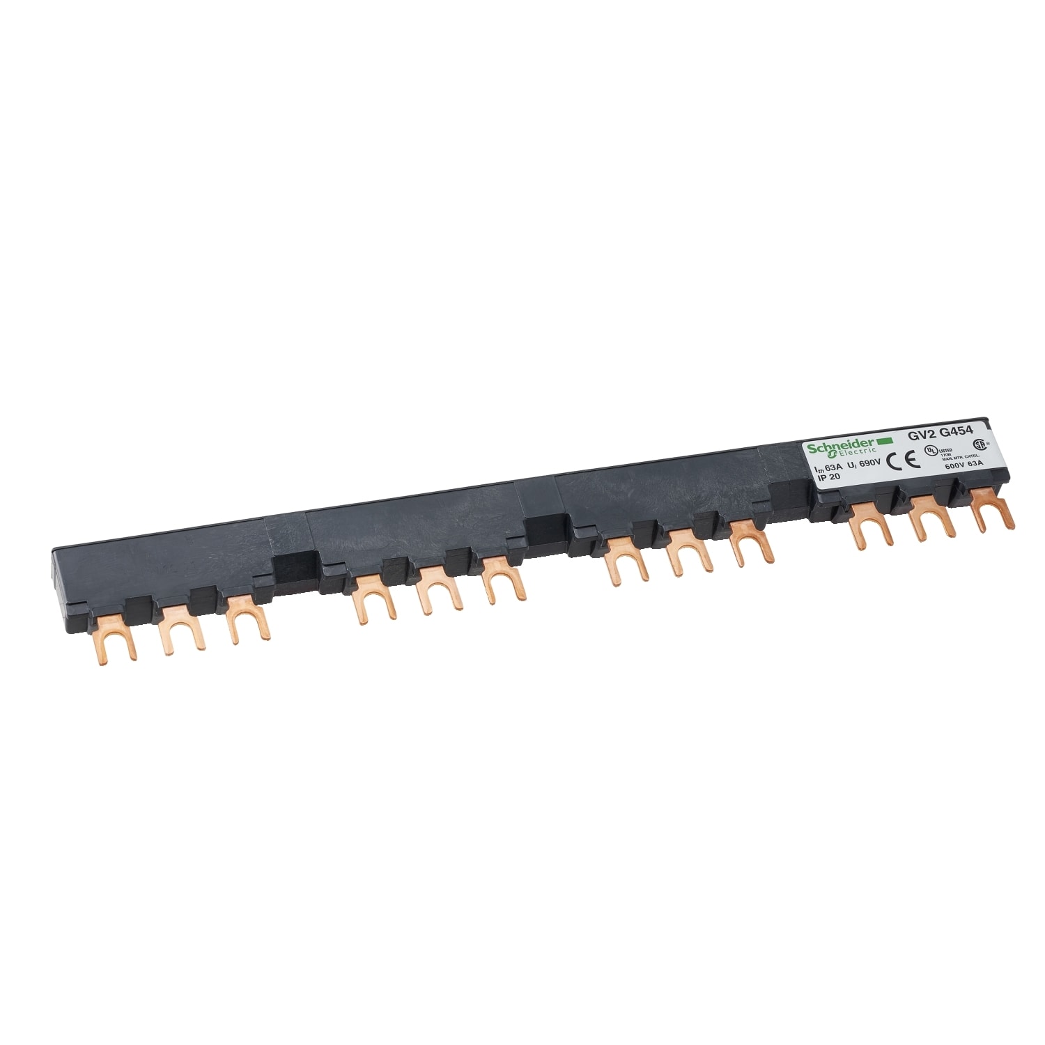SCHNEIDER ELECTRIC - SNRGV2G454 Sbarra a 3 poli - 63 A - 4 derivazioni - Passo 54 mm