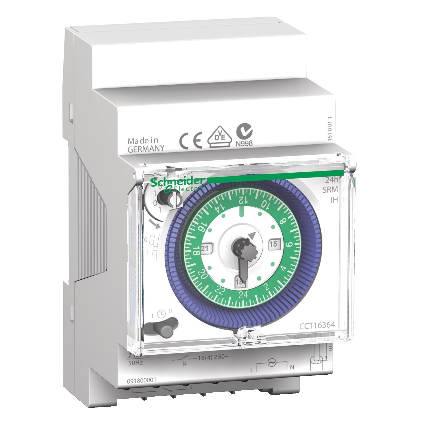 SCHNEIDER ELECTRIC - SNRCCT16364 Interruttore Orario meccanico IH, 1 canale, 24h, senza memoria