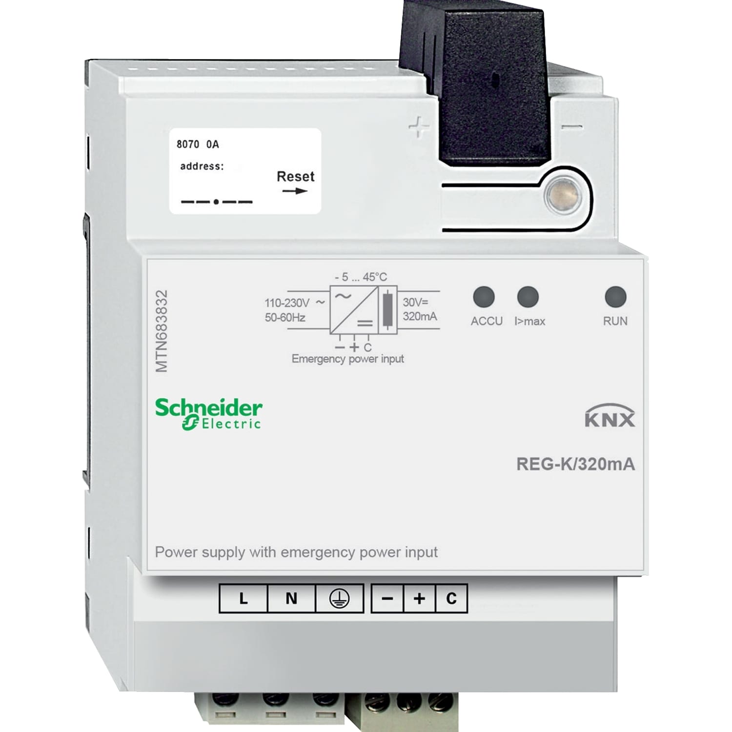 SCHNEIDER ELECTRIC - SNRMTN683832 ALIMENTATORE KNX REG-K/320 MA EMERG.