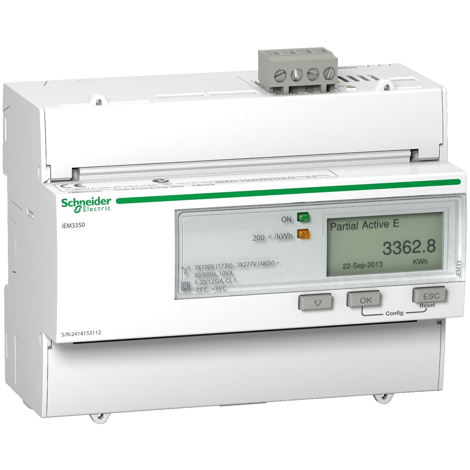 SCHNEIDER ELECTRIC - SNRA9MEM3350 Contatore energia iEM3350 - 3P+N -inserzione diretta 125A - Modbus