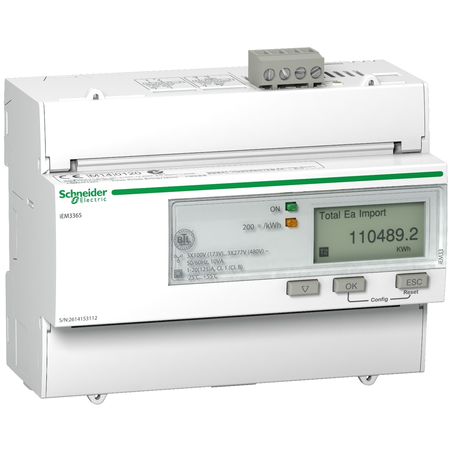 SCHNEIDER ELECTRIC - SNRA9MEM3365 Contatore energia iEM3365 - 3P+N -inserzione diretta 125A - BACnet - MID