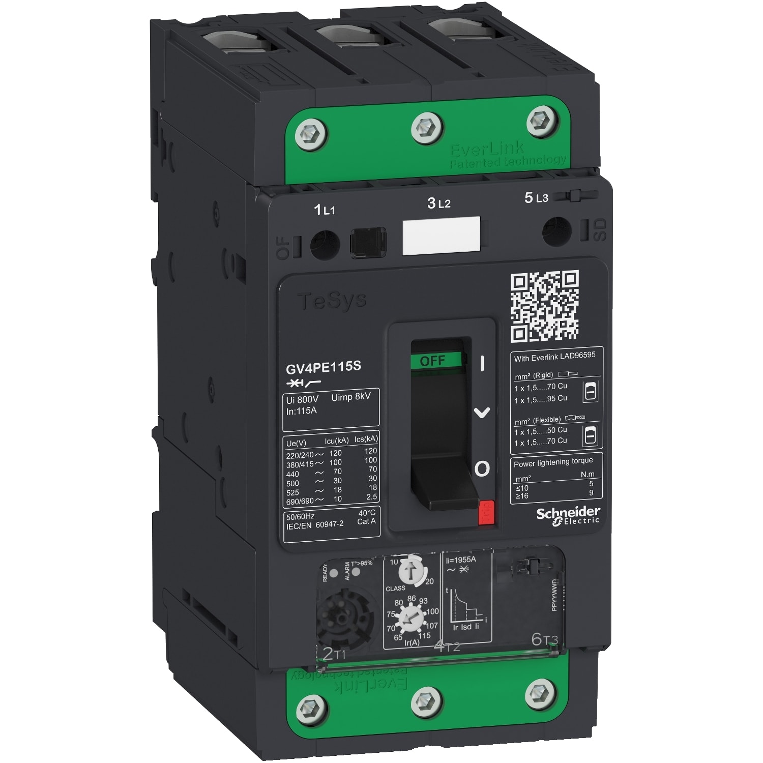 SCHNEIDER ELECTRIC - SNRGV4PE80N Interruttore salvamotore magnetotermico 80A 50kA Everlink