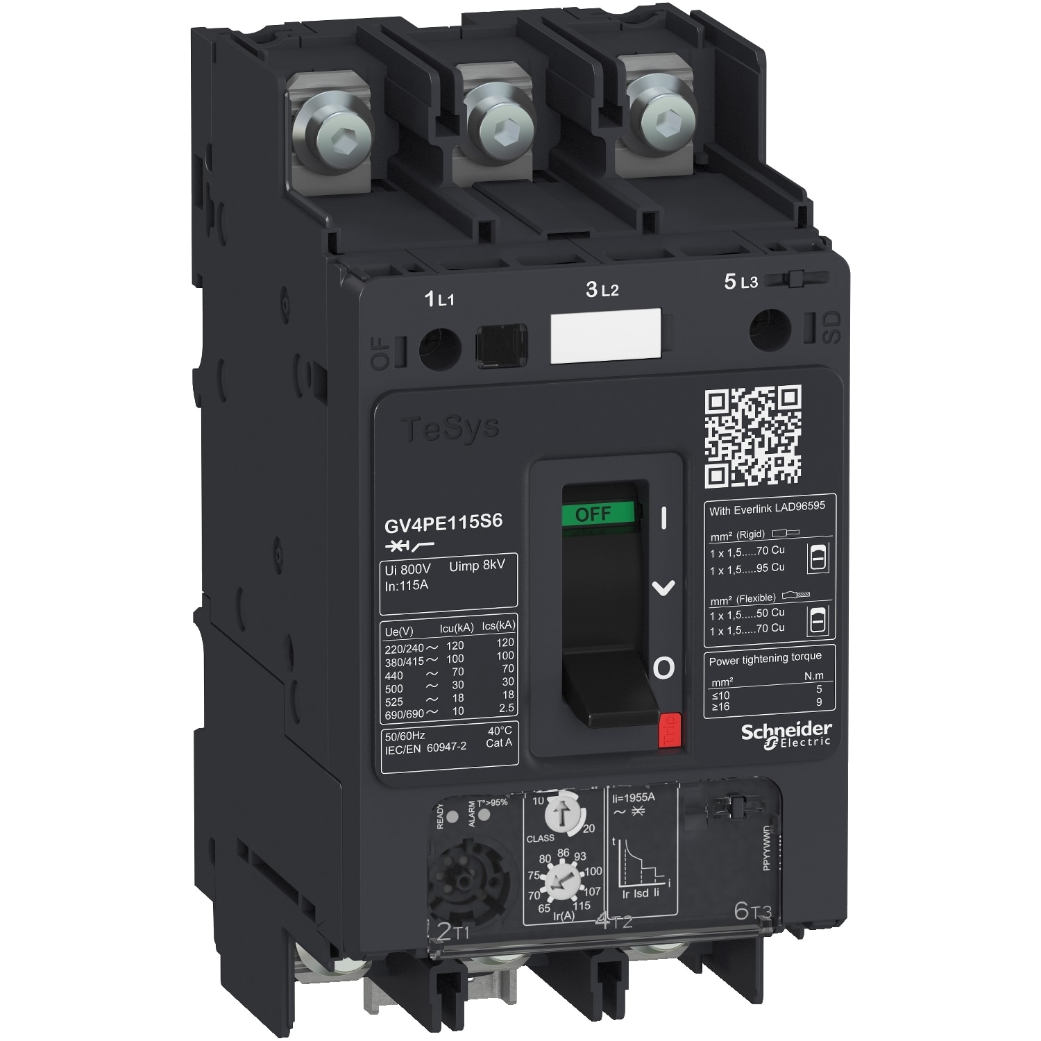SCHNEIDER ELECTRIC - SNRGV4PE50N6 Interruttore salvamotore magnetotermico 50A 50kA capic.