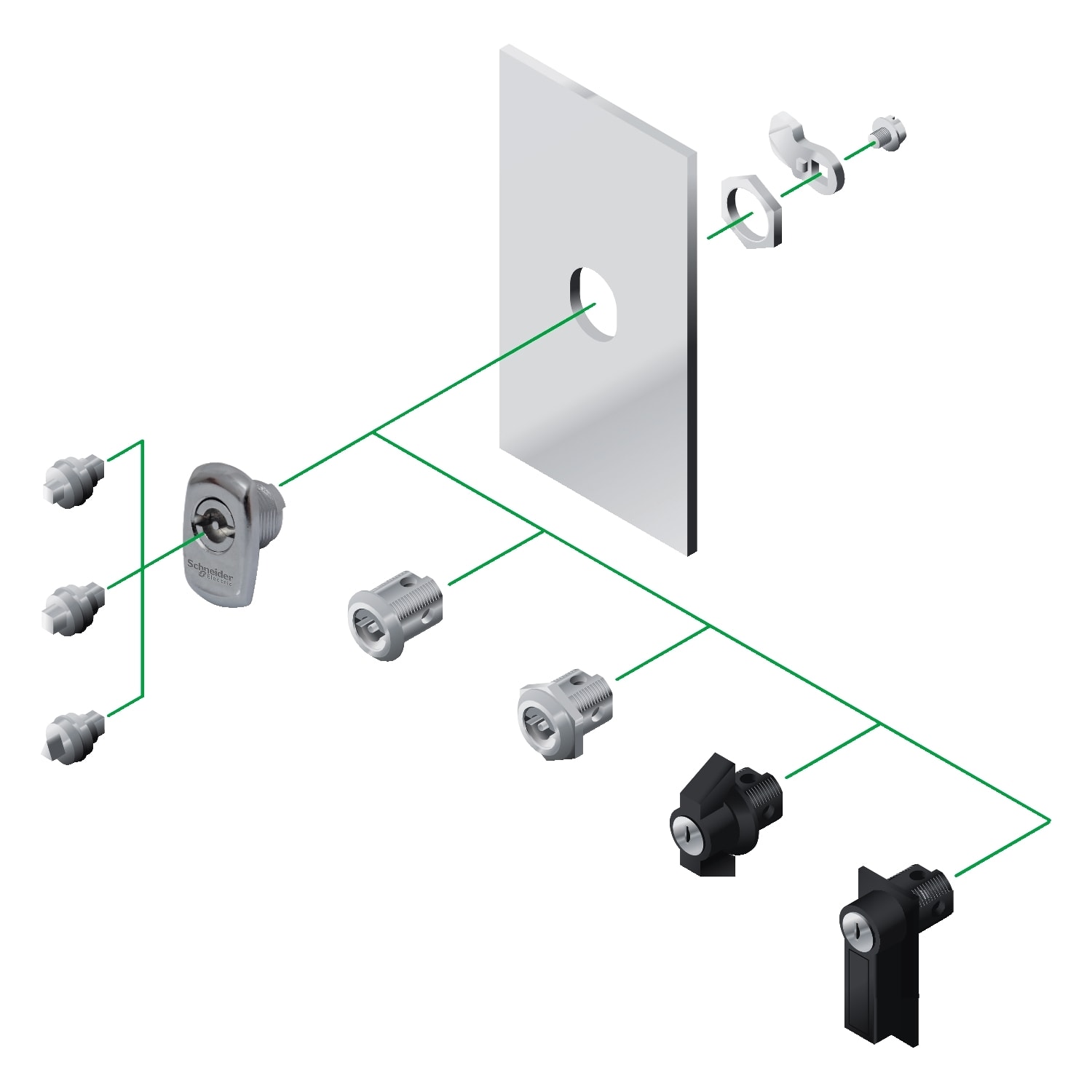 SCHNEIDER ELECTRIC - SNRNSYTT8CSX Triangular male lock insert 8mm for Spacial S3X enclosure, 100% stainless steel
