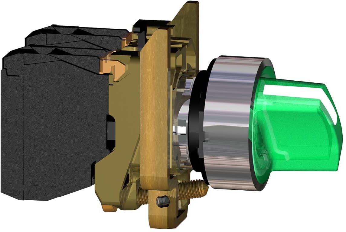 SCHNEIDER ELECTRIC - SNRXB4BK133G5 Selettore luminoso verde completo Ø22 3-pos. fisse 1NO+1NC 120V- LED universale