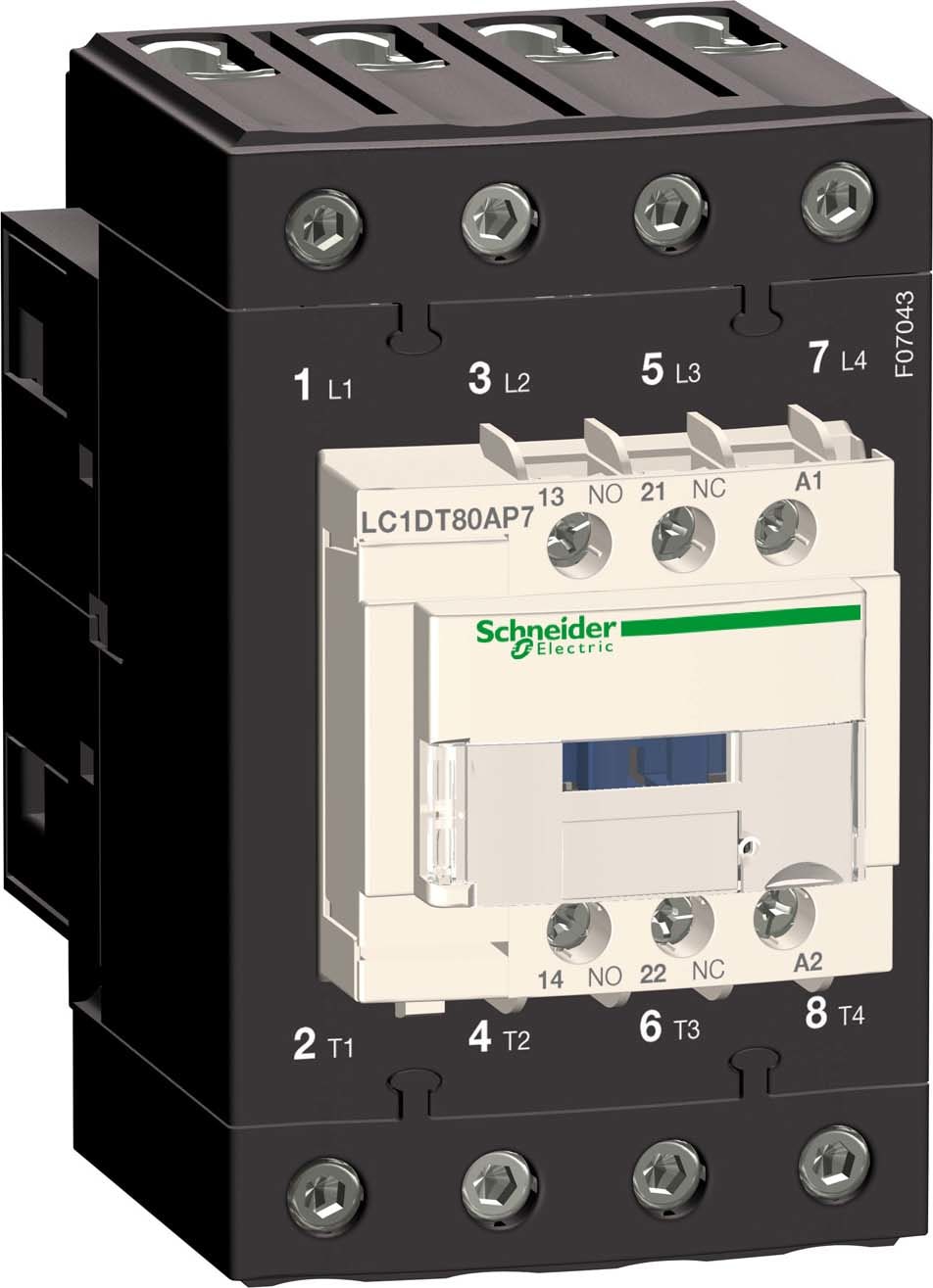 SCHNEIDER ELECTRIC - SNRLC1DT80AJD Contattore TeSys LC1D - 4 poli - AC3- 440V AC - 80A - 12V CC