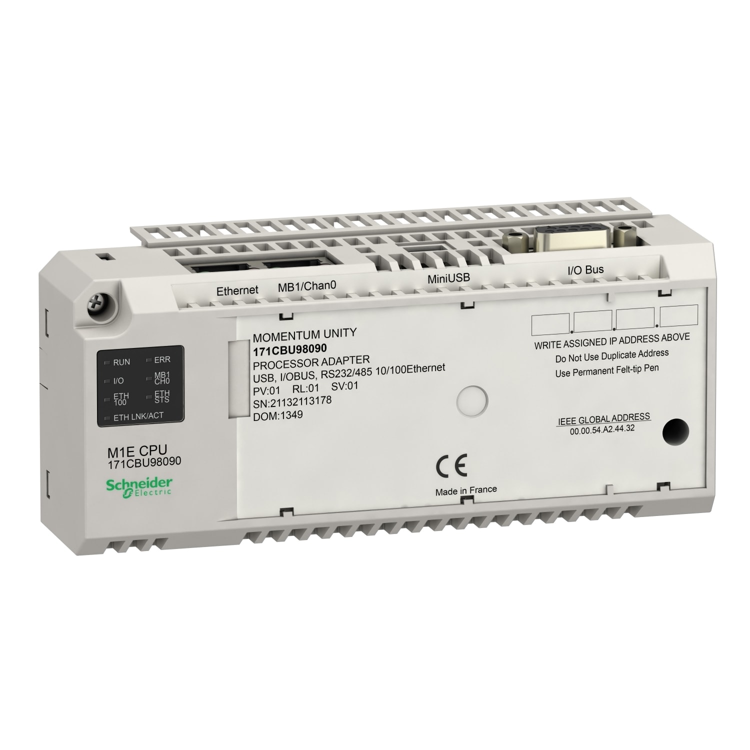 SCHNEIDER ELECTRIC - SNR171CBU98090 PROCESSORE UNITY M1E ETHUSB I/O