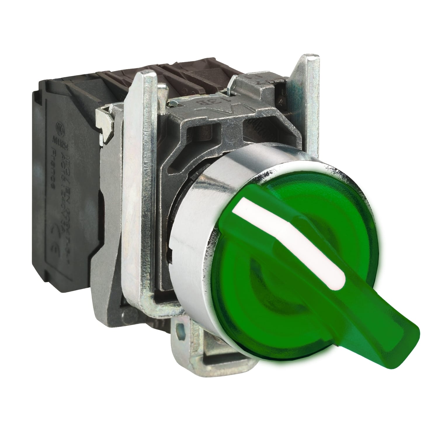 SCHNEIDER ELECTRIC - SNRXB4BK133M5 Selettore luminoso verde completo Ø22 3-pos. fisse 1NO+1NC 230V- LED universale