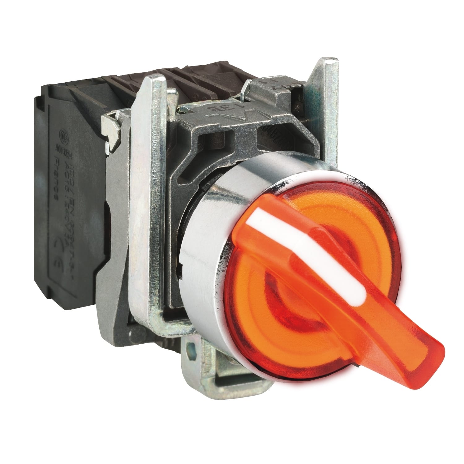 SCHNEIDER ELECTRIC - SNRXB4BK125G5 Selettore luminoso arancione Ø22 - 2 pos. - 120Vac - 1NO+1NC- LED universale