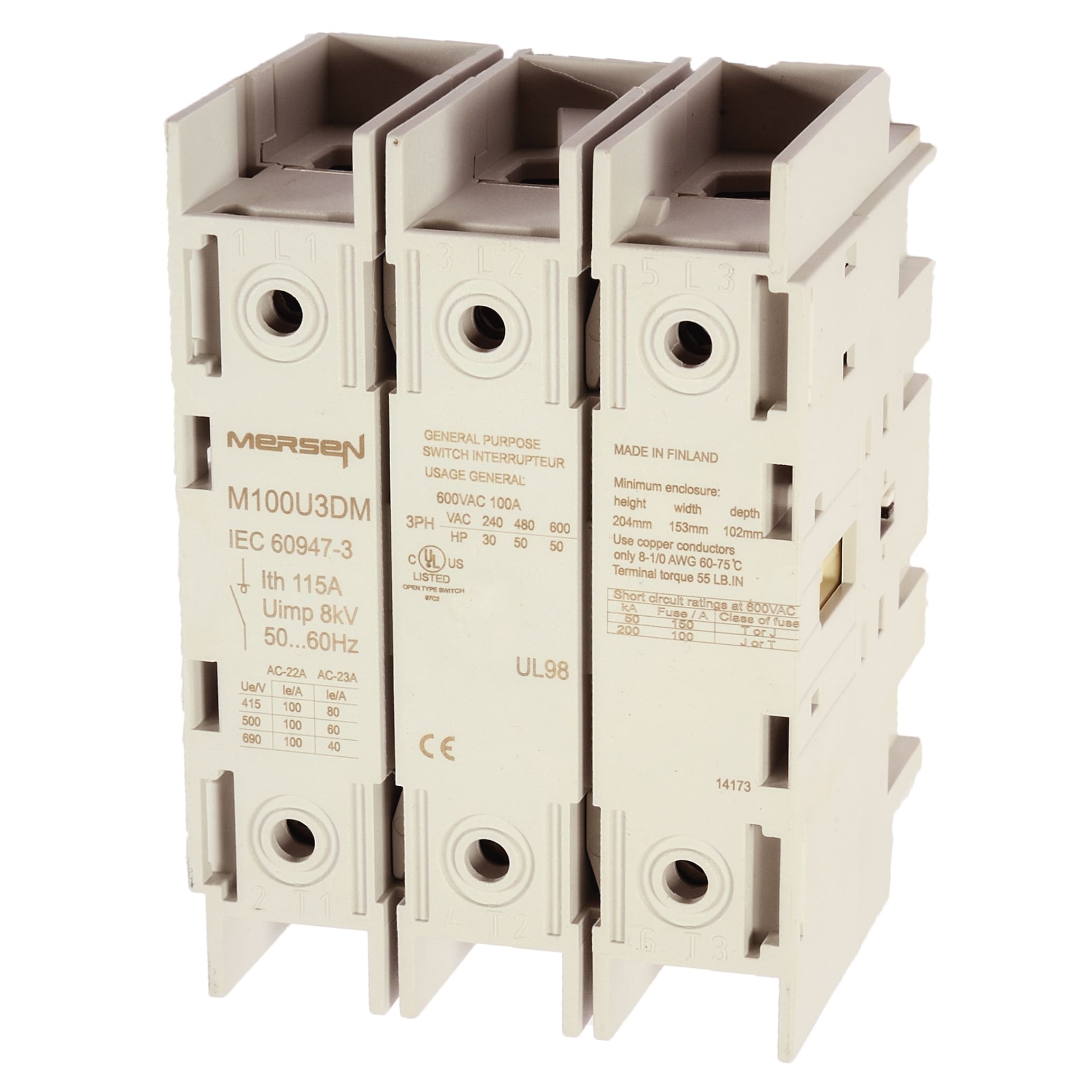 MERSEN ITALIA SPA XESM100U3DM IEC UL98 SWITCH 100A 3P DM