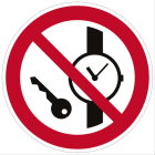 CEMBRE SPA - CEM211900 ETICHETTA ADESIVA DI DIVIETO PS-MT, SIMBOLO VIETATO L'ACCESSO CON OGGETTI METALLICI O OROLOGI, DIMENSIONE 25mm