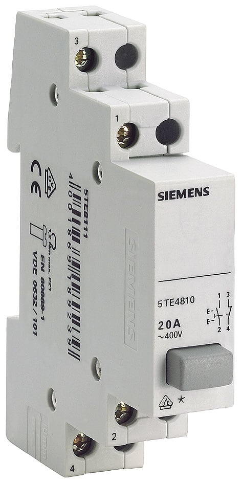 SIEMENS - SIE5TE4810 Pulsante, 1NO/1NC 20 A 1 tasto grigio con funzione di blocco permanente