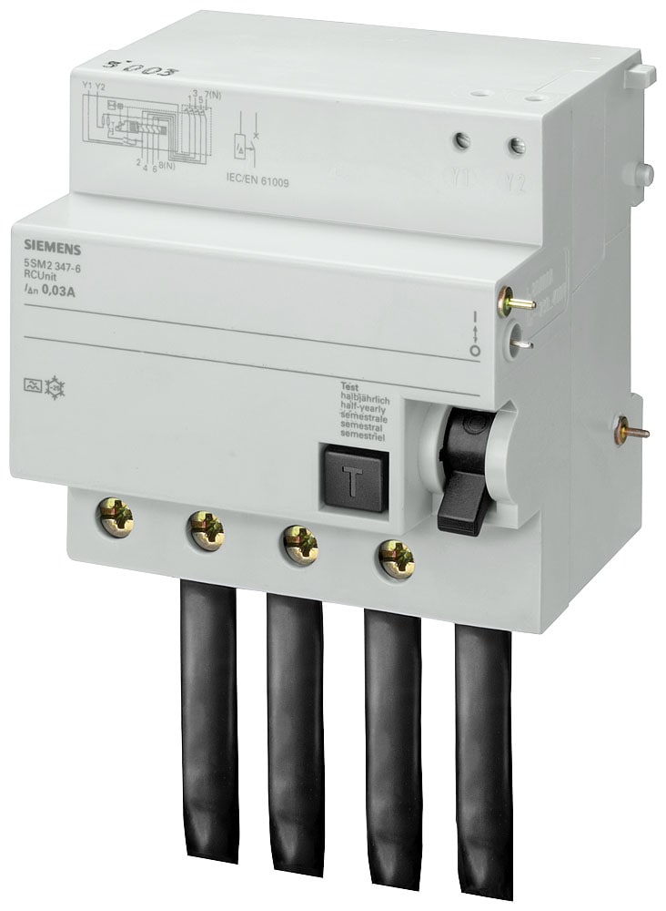 SIEMENS - SIE5SM26470 Blocco differenziale, a 4 poli, tipo AC, In: 100 A, 300 mA, Un AC: 400 V, per 5SP4