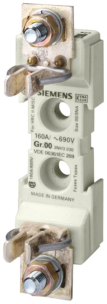 SIEMENS - SIE3NH3030 Base portafusibili NH grand. 00, a 1 polo 160 A 690 V (1000 V) attacchi piatti, 95 mm²