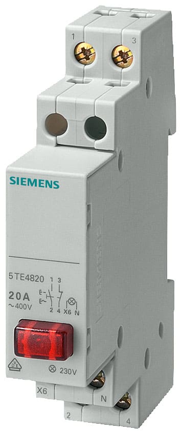 SIEMENS - SIE5TE4821 Pulsante, 1NO 20 A, 1 tasto rosso, LED 230 V