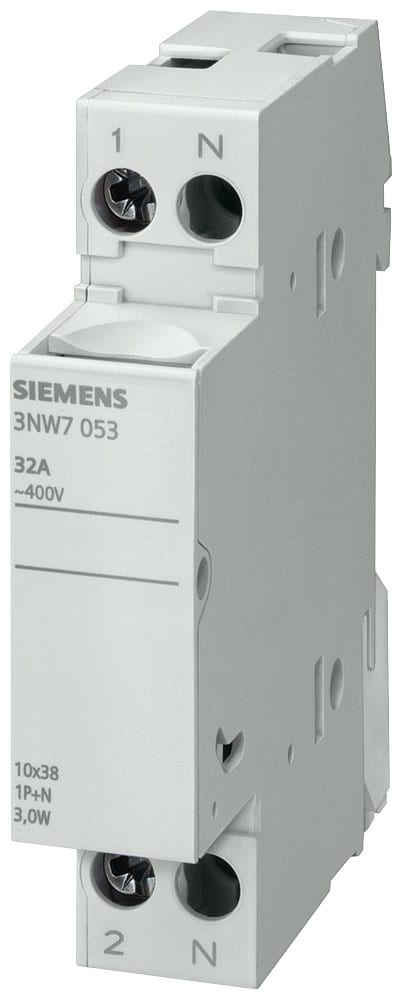 SIEMENS - SIE3NW7353 SENTRON, portafusibil per fusibili cilindrici 8 x 32 mm, 1P+N, In: 20 A, Un AC: 400 V