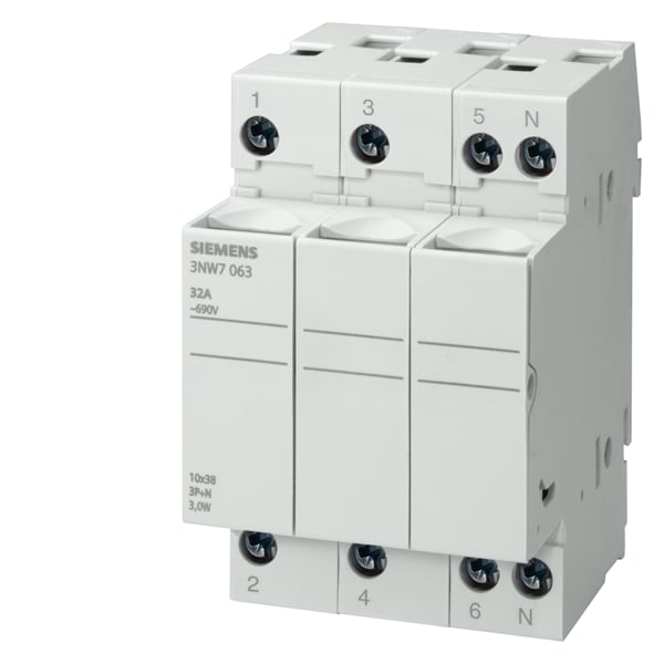 SIEMENS SIE3NW7063 BASE SEZ.X FUS. CIL.10X38 3P+N 32A 3UM