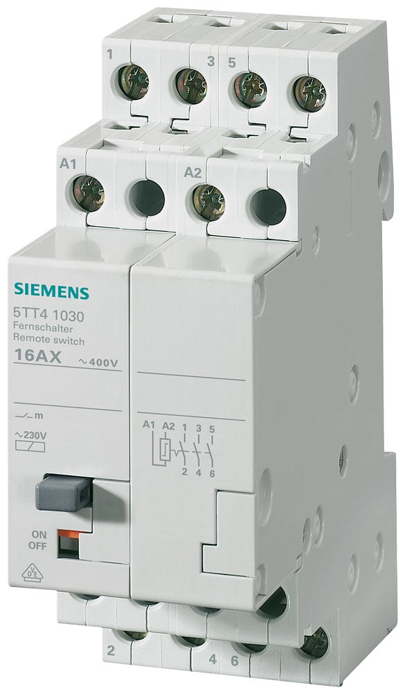 SIEMENS - SIE5TT41032 Interruttore con comando a distanza con 3 contatti NO, contatto per AC 230 V, 400 V 16 A, comando in AC 24 V