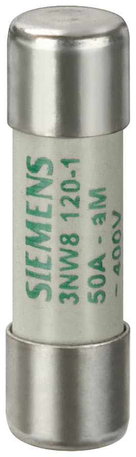 SIEMENS - SIE3NW81201 SENTRON, cartuccia fusibile cilindrica, 14 x 51 mm, 50 A, aM, Un AC: 400 V
