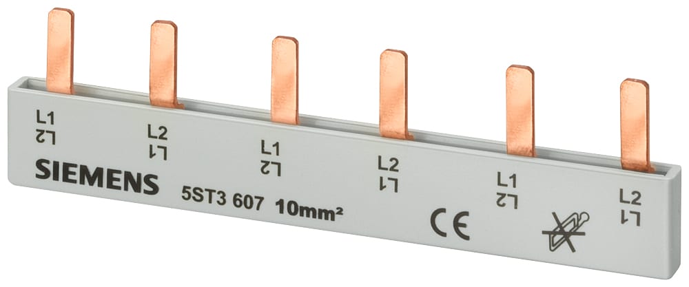 SIEMENS - SIE5ST3607 Sbarra di collegamento a punte 10mm², bifase, 3x (1 fase+N), 102mm