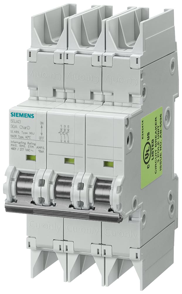 SIEMENS - SIE5SJ43048HG42 Interruttore magnetotermico 10 kA, a 3 poli, D, 4 A secondo UL 489 ... 480Y/277V
