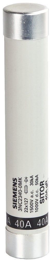 SIEMENS - SIE3NC23320MK Cartuccia fusibile cilindrica SITOR, 22x127 mm, 32 A, gS, Un AC: 1500 V