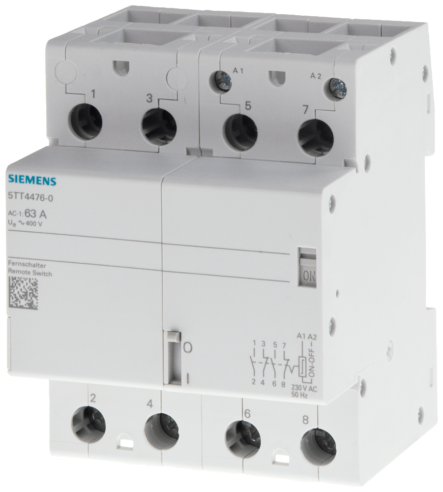 SIEMENS - SIE5TT44760 Interruttore con comando a distanza, contatto per 63 A con tensione AC 230 V, 2NO 2NC